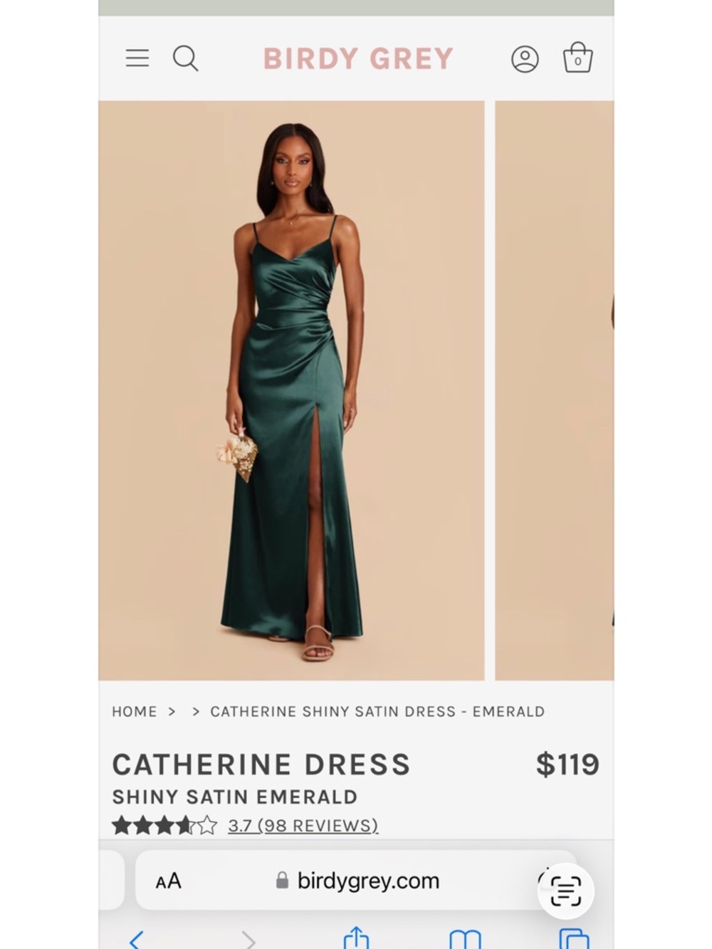 Birdy Grey Satin Maxi Dress in Emerald Green